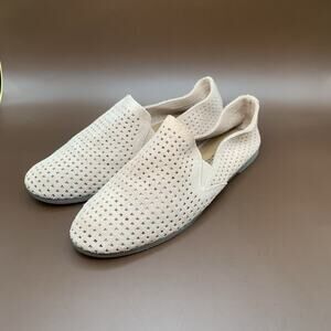 Women's Lucky Brand Carthy Suede Perforated Slip On Flat Loafers Tan sz 8